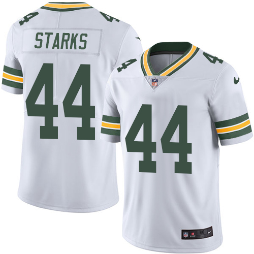 Men's Elite James Starks Nike Jersey White - #44 Rush NFL Green Bay Packers